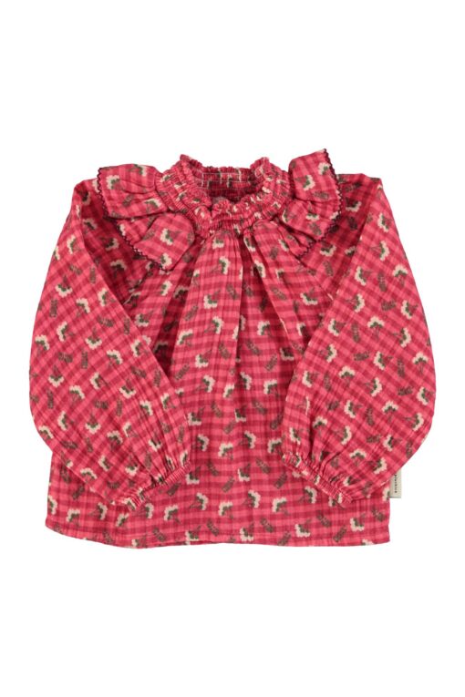 Piupiuchick - Blouse Pink checkered flowers
