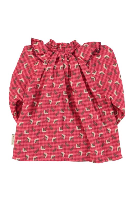 Piupiuchick - Blouse Pink checkered flowers – Bild 2