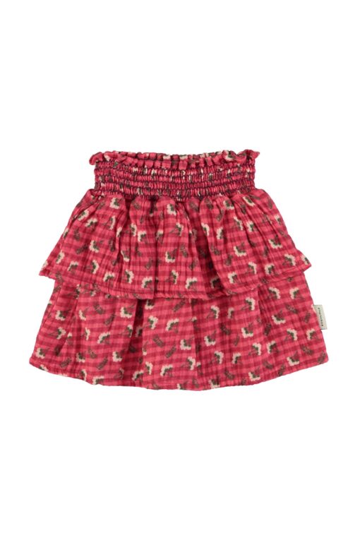 Piupiuchick - Short skirt Pink checkered flowers