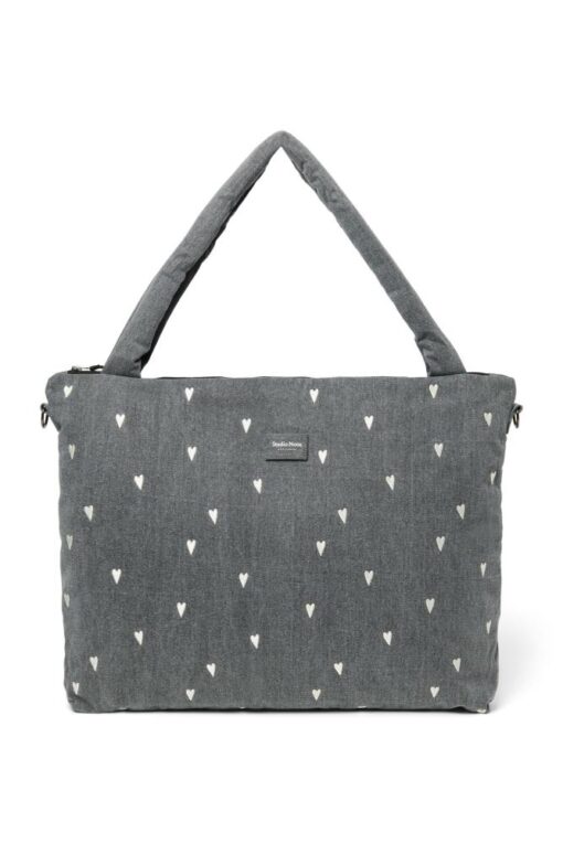 Studio Noos - Grey Denim Hearts Diaper Bag