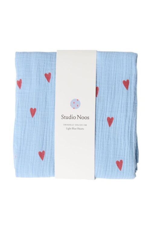 Studio Noos - Light Blue Hearts Swaddle Large