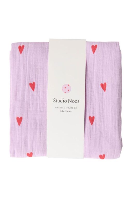 Studio Noos - Lilac Hearts Swaddle Large