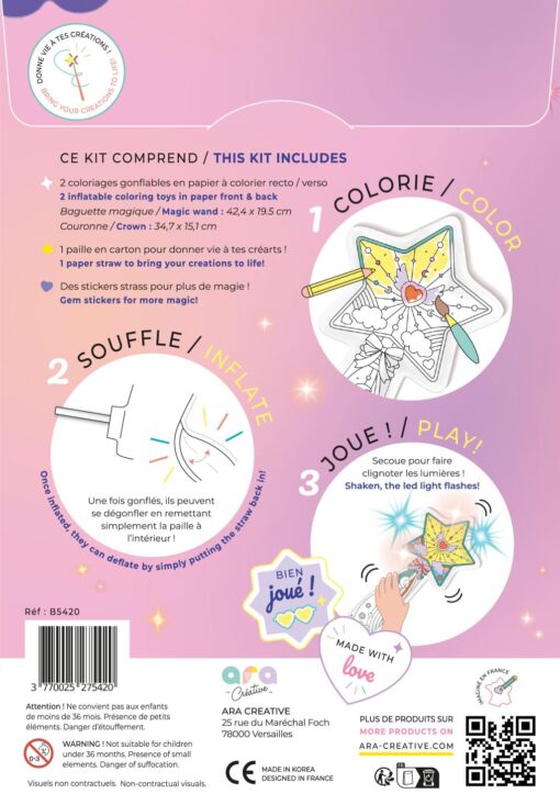 Ara Creative - Aufblasbare Ausmalbilder Krone und Zauberstab – Bild 2