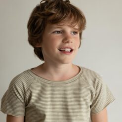 Alternative view of Phil & Phae - Raglan tee soft moss stripes