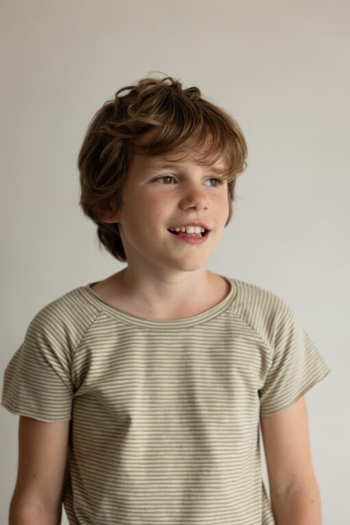 Phil & Phae - Raglan tee soft moss stripes – Bild 2