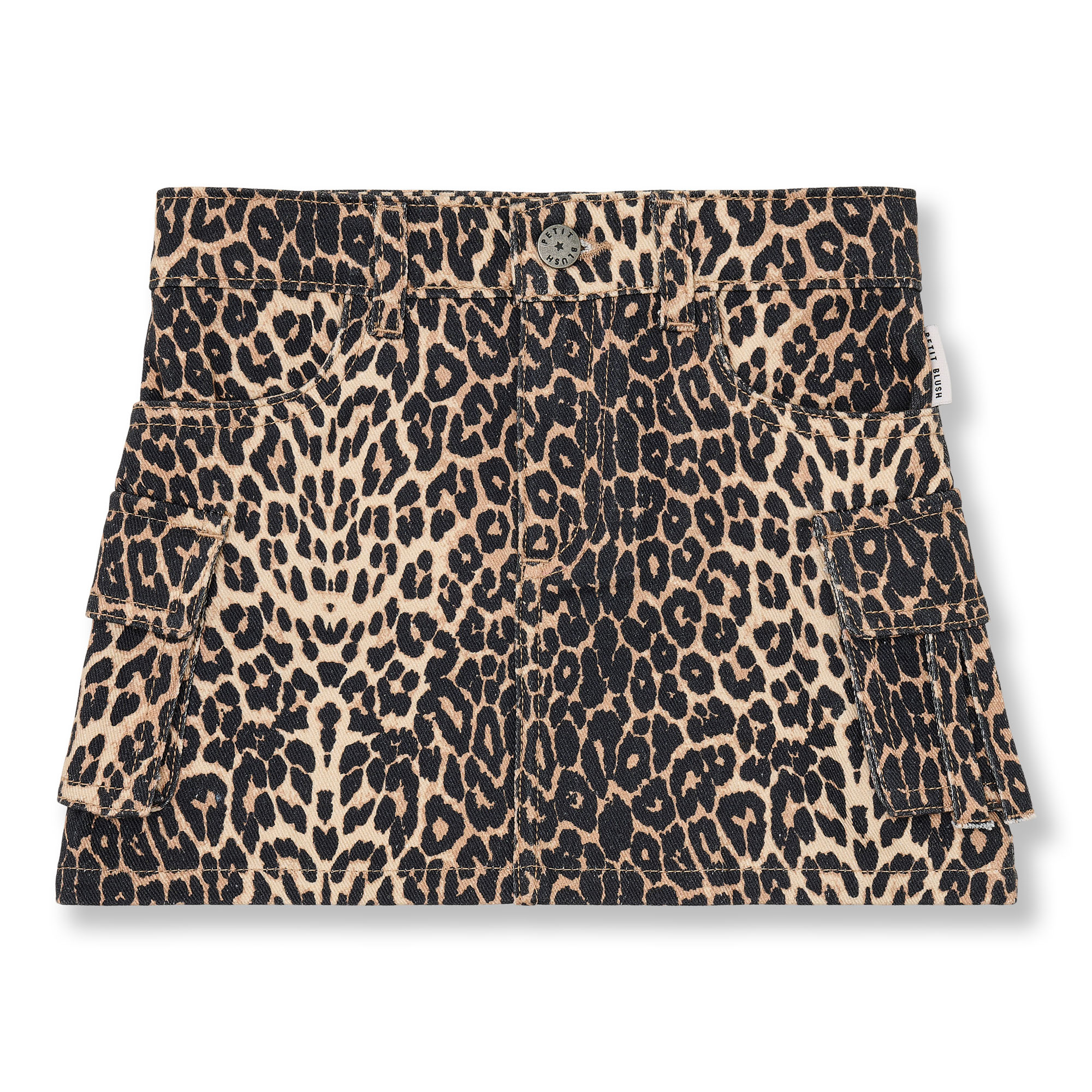 Petit Blush - Denim Cargo Skirt Leopard