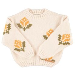Piupiuchick - Jacquard sweater flowers ecru