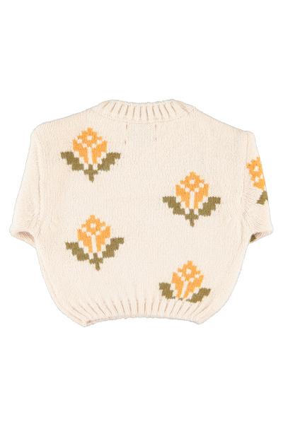 Piupiuchick - Jacquard sweater flowers ecru – Bild 2