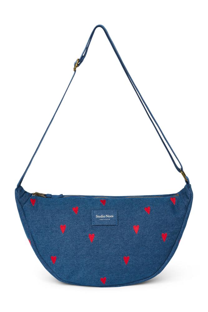 Studio Noos - Denim Adult Fanny Pack Dark Blue Red Hearts