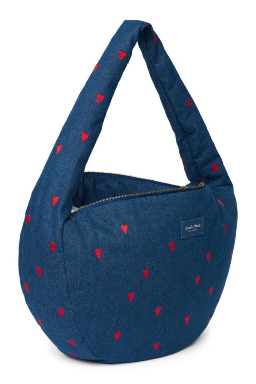 Studio Noos - Denim Cross Body Bag Dark Blue Red Hearts – Bild 6