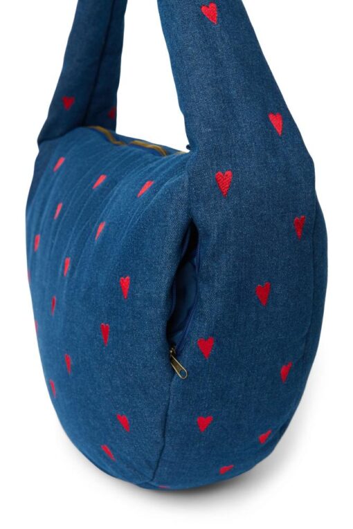 Studio Noos - Denim Cross Body Bag Dark Blue Red Hearts – Bild 3