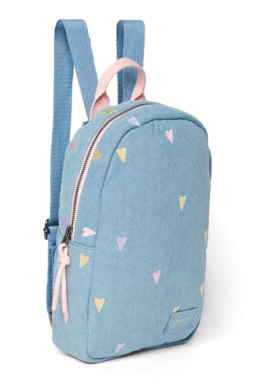 Studio Noos - Denim Mini Backpack Light Blue Hearts – Bild 4