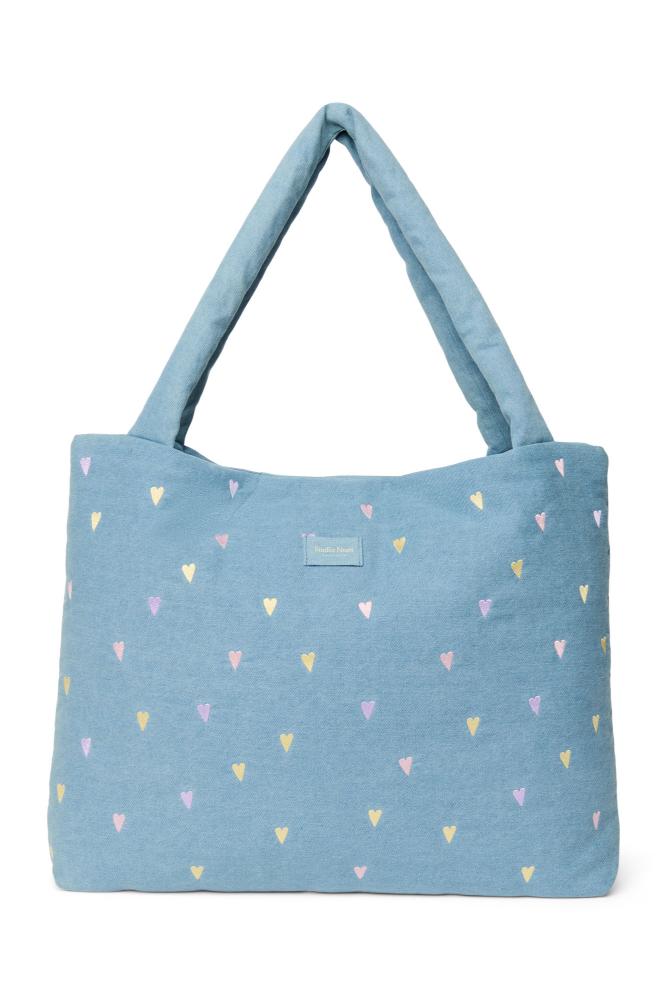 Studio Noos - Denim Mom Bag Light Blue Hearts