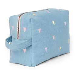 Studio Noos - Denim Toiletry Bag Light Blue Hearts – Bild 4