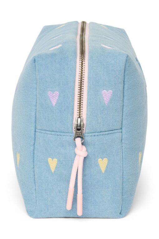 Studio Noos - Denim Toiletry Bag Light Blue Hearts – Bild 3