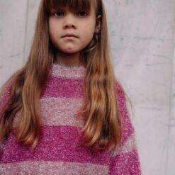 Alternative view of Daily Brat - Pink Glitter Stripe Sweater