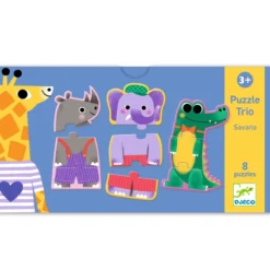 Djeco - Lernspiel: Puzzle trio: Savanne